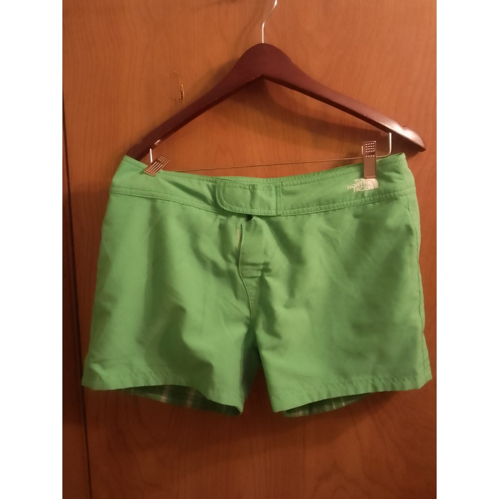 Woman's The North Face Green & Green Plaid Reversable Surf/Board Trunks 14"...